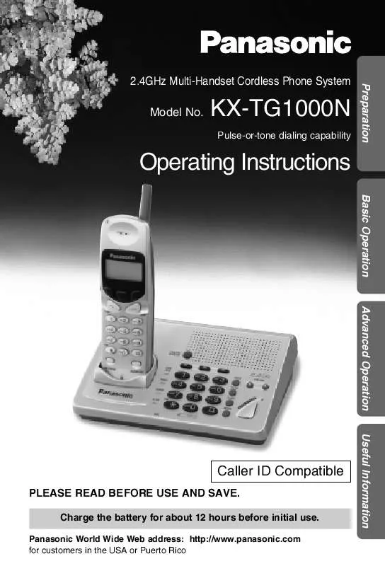 Mode d'emploi PANASONIC KX-TG1000N