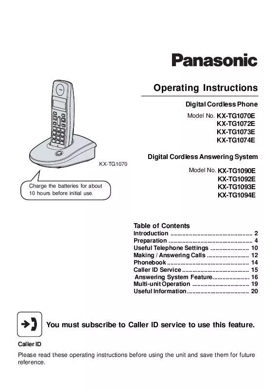 Mode d'emploi PANASONIC KX-TG1070E