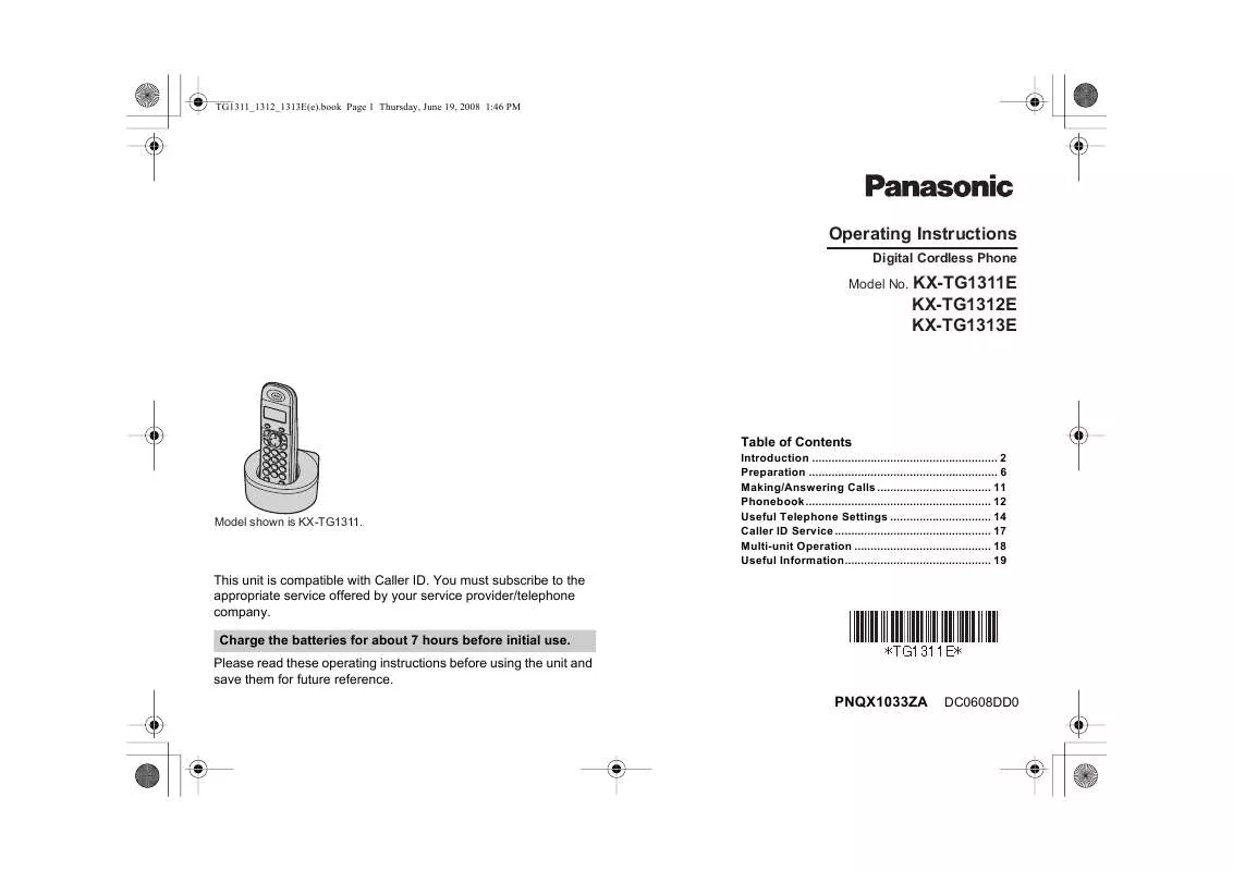 Mode d'emploi PANASONIC KX-TG1312E