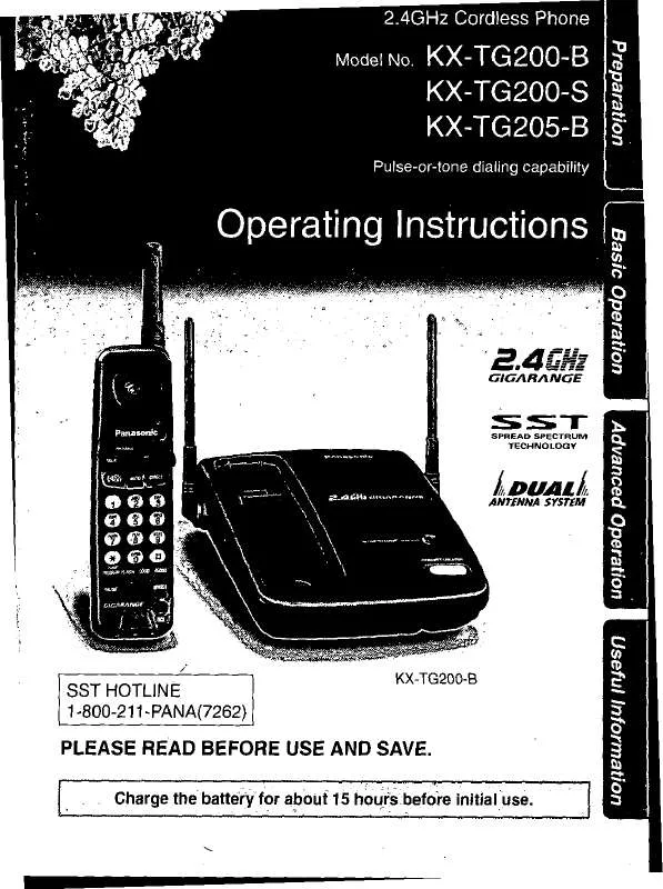 Mode d'emploi PANASONIC KX-TG205B