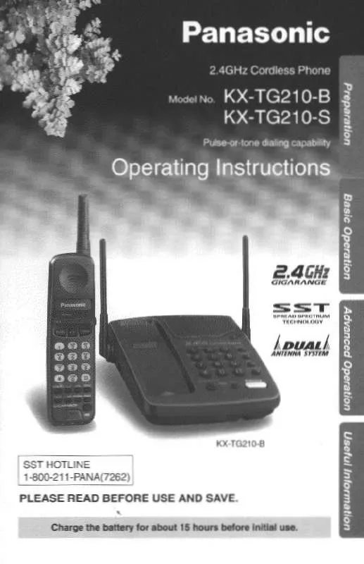 Mode d'emploi PANASONIC KX-TG210B