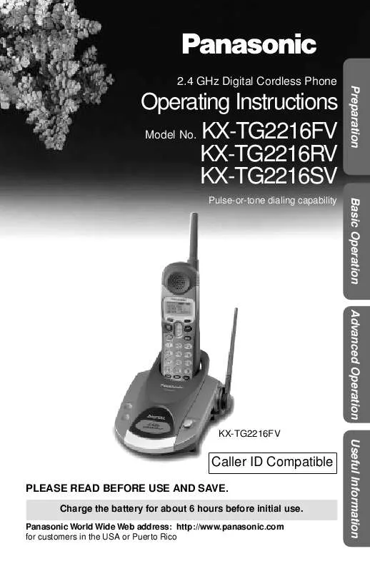 Mode d'emploi PANASONIC KX-TG2216B