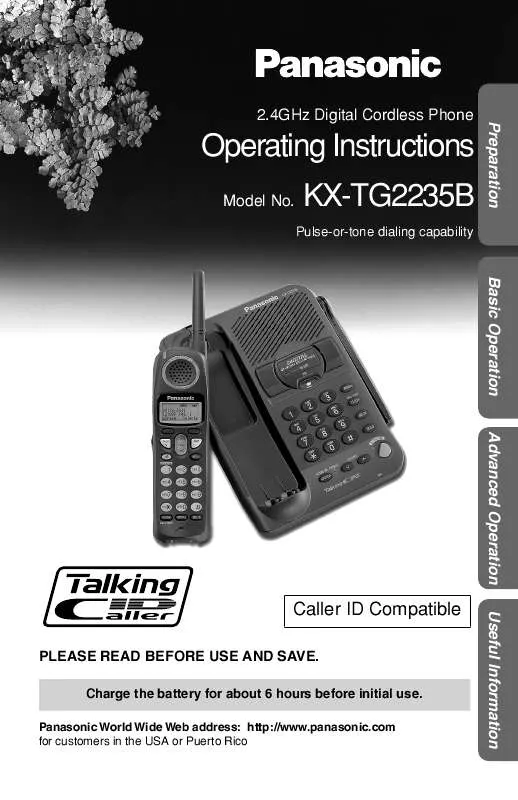 Mode d'emploi PANASONIC KX-TG2235B