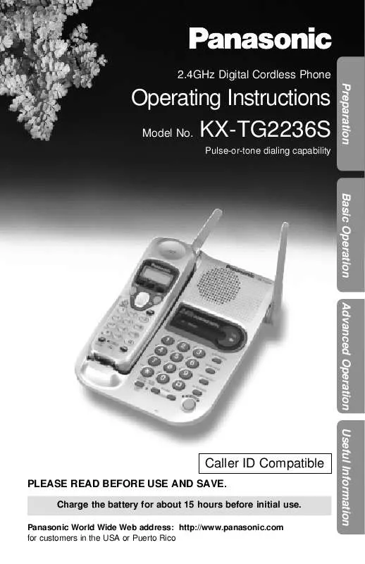 Mode d'emploi PANASONIC KX-TG2236S