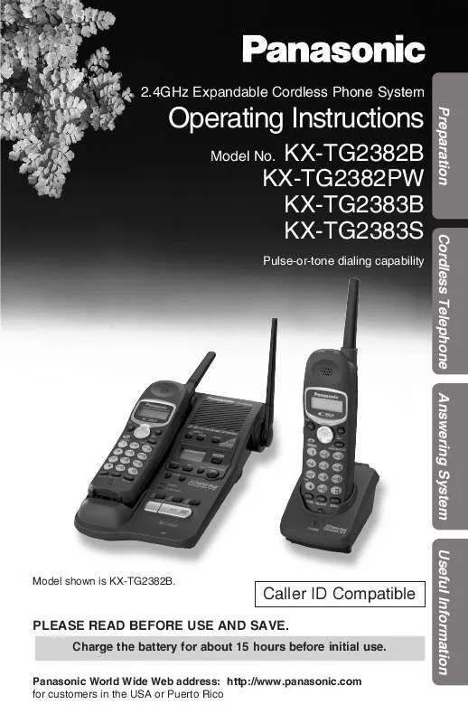 Mode d'emploi PANASONIC KX-TG2382PW