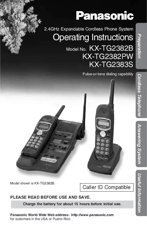 Mode d'emploi PANASONIC KX-TG2383PK