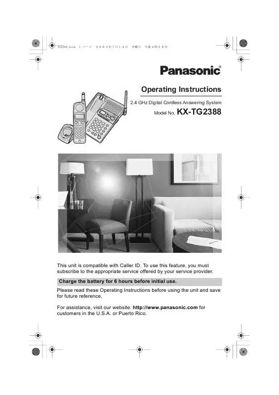 Mode d'emploi PANASONIC KX-TG2388