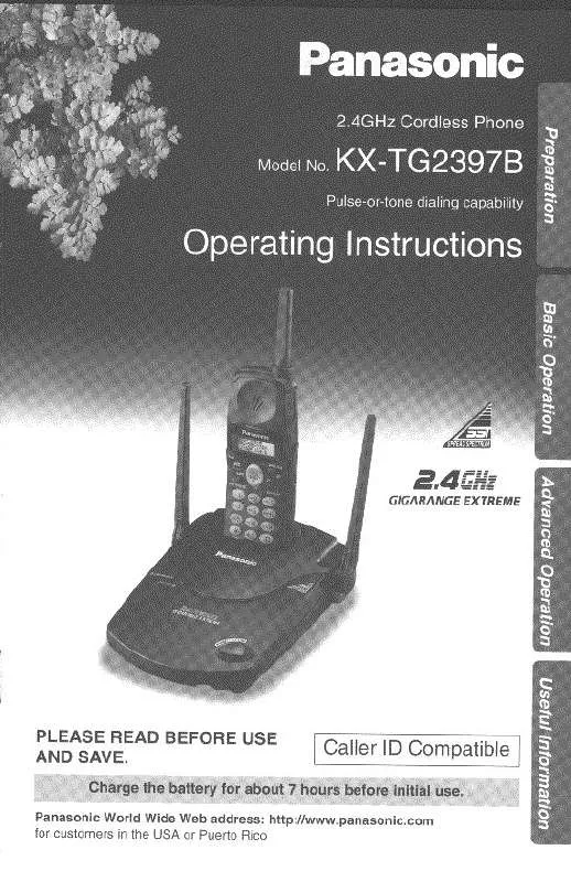 Mode d'emploi PANASONIC KX-TG2397B