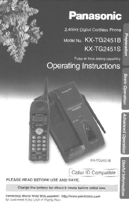 Mode d'emploi PANASONIC KX-TG2451B