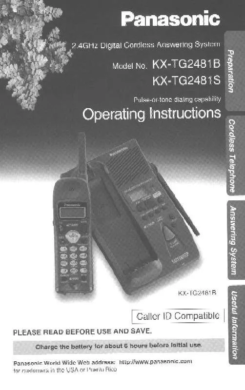 Mode d'emploi PANASONIC KX-TG2481B