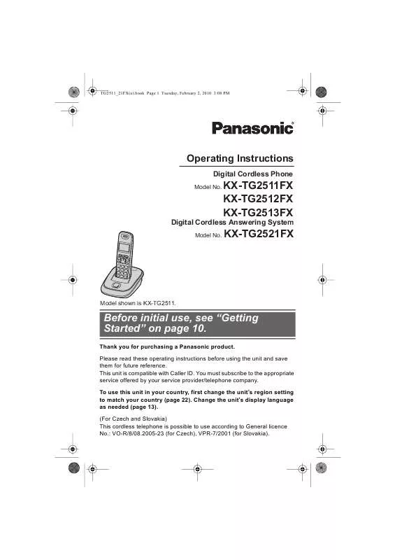 Mode d'emploi PANASONIC KXTG2521FX