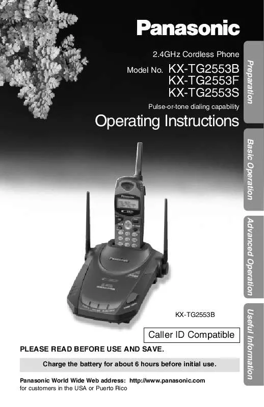 Mode d'emploi PANASONIC KX-TG2553B