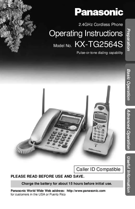 Mode d'emploi PANASONIC KX-TG2564S