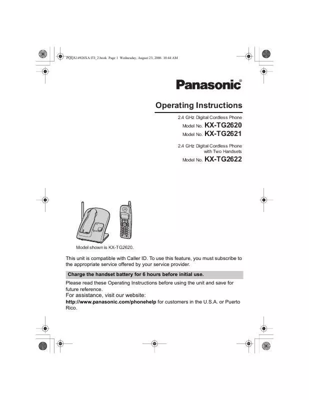 Mode d'emploi PANASONIC KX-TG2620