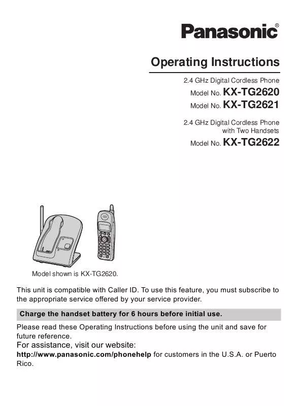 Mode d'emploi PANASONIC KX-TG2620B