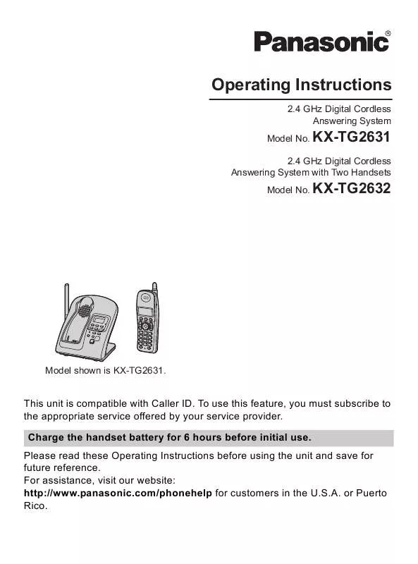 Mode d'emploi PANASONIC KX-TG2632B