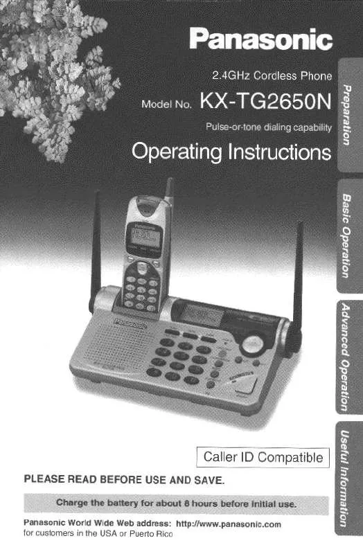 Mode d'emploi PANASONIC KX-TG2650N