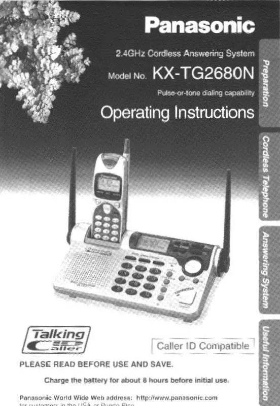 Mode d'emploi PANASONIC KX-TG2680N