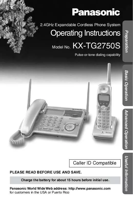 Mode d'emploi PANASONIC KX-TG2750S