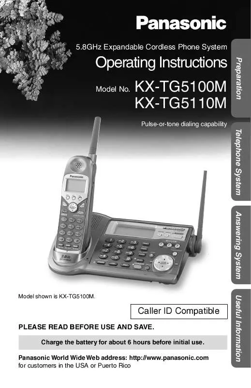 Mode d'emploi PANASONIC KX-TG5100M