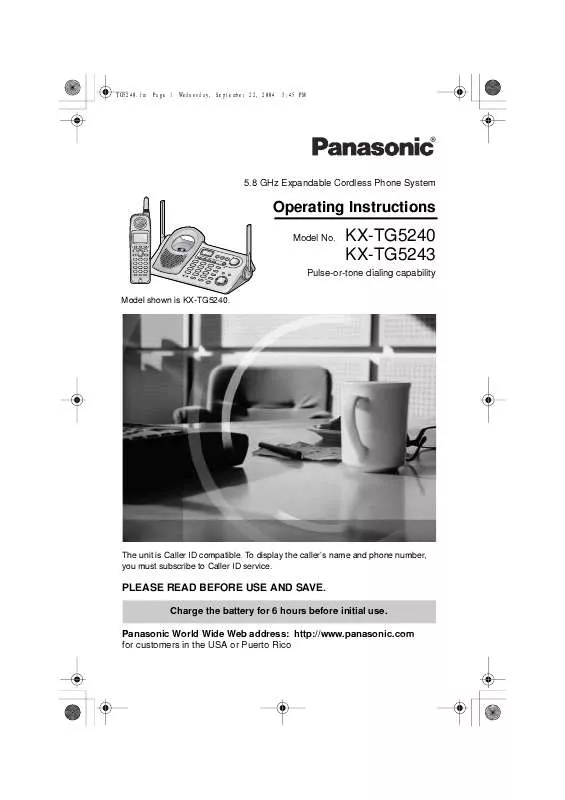 Mode d'emploi PANASONIC KX-TG5240