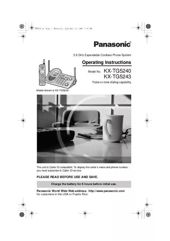 Mode d'emploi PANASONIC KX-TG5243