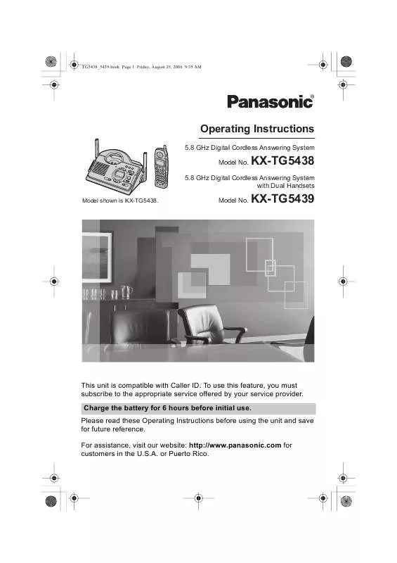 Mode d'emploi PANASONIC KX-TG5438