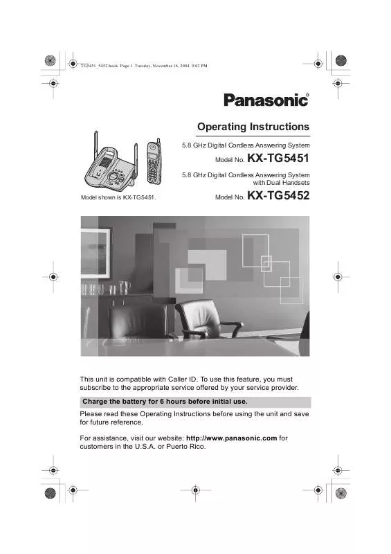 Mode d'emploi PANASONIC KX-TG5451