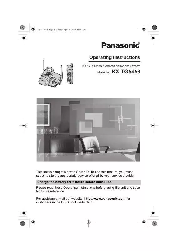 Mode d'emploi PANASONIC KX-TG5456