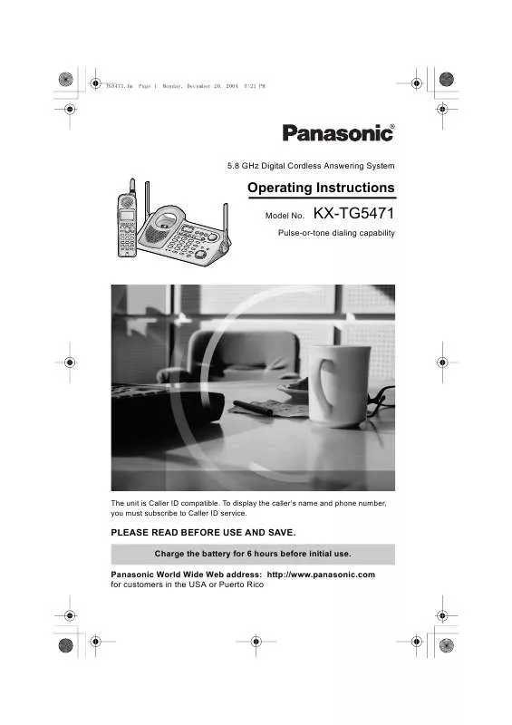 Mode d'emploi PANASONIC KX-TG5471