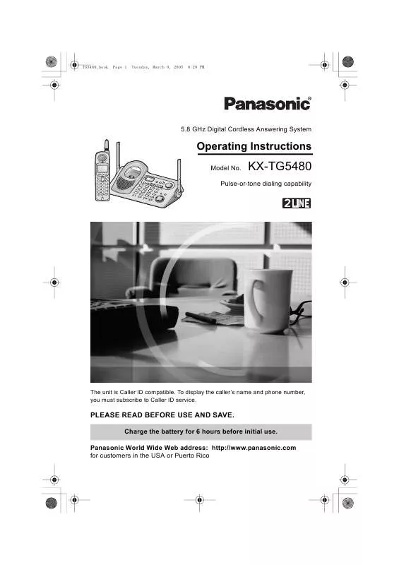 Mode d'emploi PANASONIC KX-TG5480