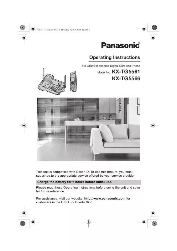 Mode d'emploi PANASONIC KX-TG5561