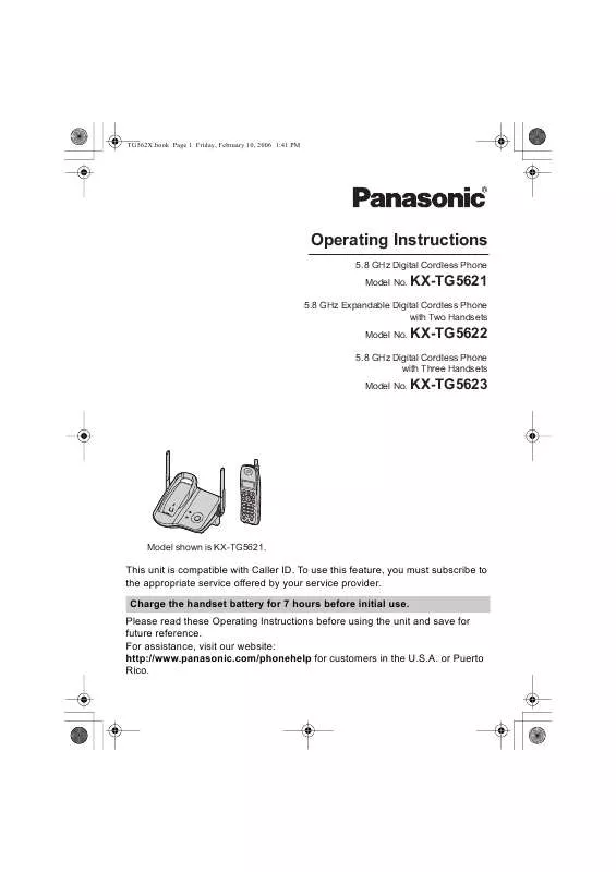 Mode d'emploi PANASONIC KX-TG5621