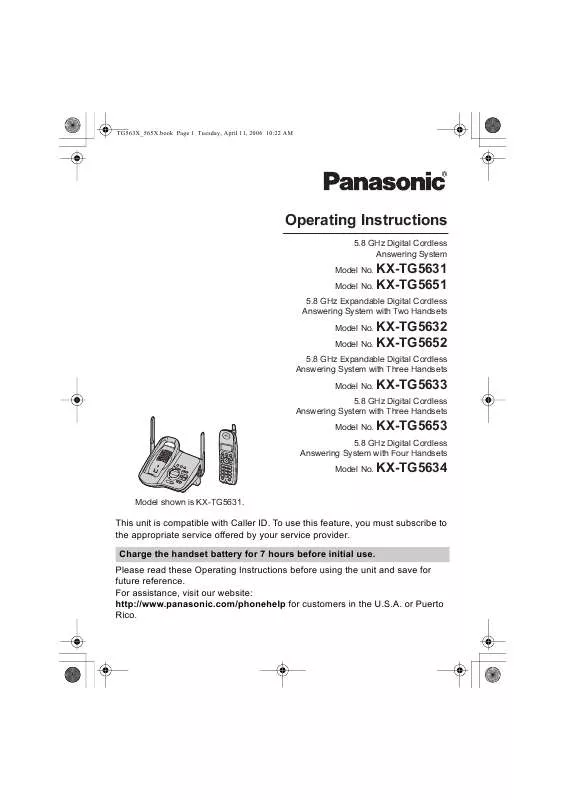 Mode d'emploi PANASONIC KX-TG5631