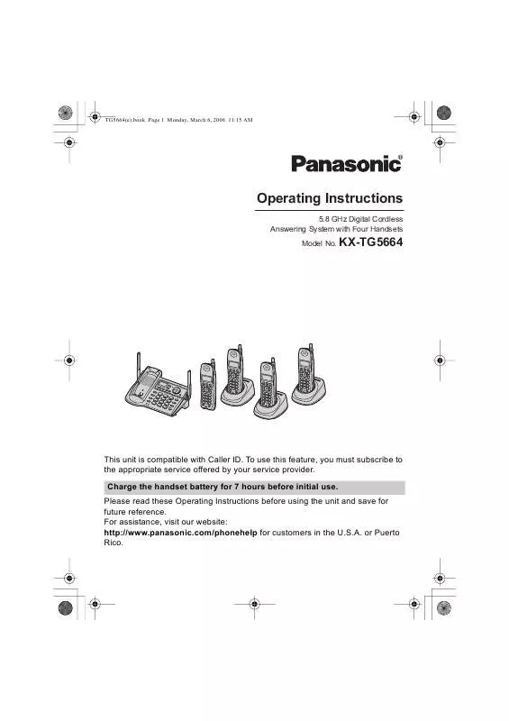 Mode d'emploi PANASONIC KX-TG5664