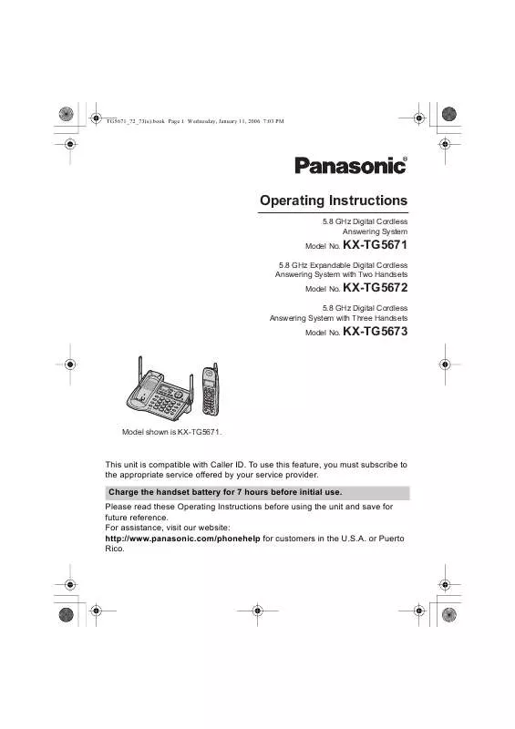 Mode d'emploi PANASONIC KX-TG5671