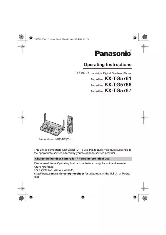 Mode d'emploi PANASONIC KX-TG5761