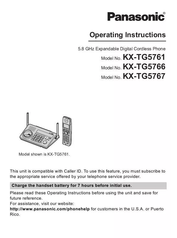 Mode d'emploi PANASONIC KX-TG5761S