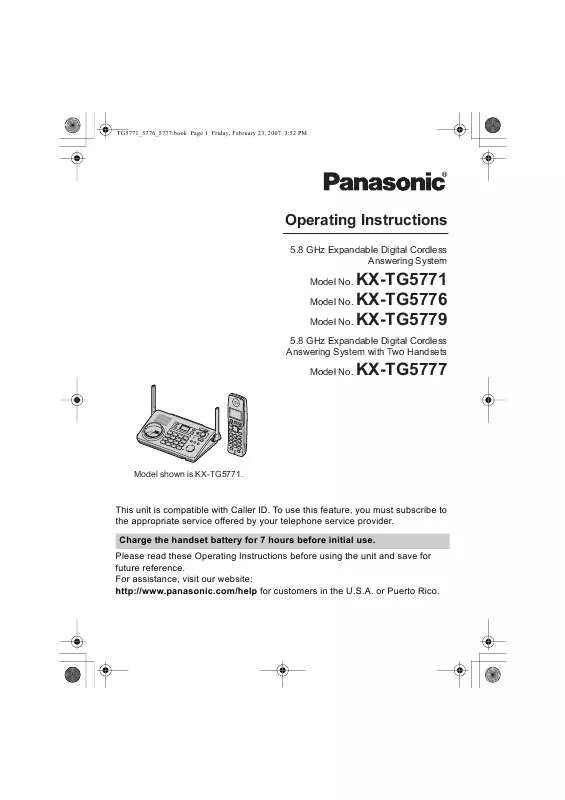 Mode d'emploi PANASONIC KX-TG5776