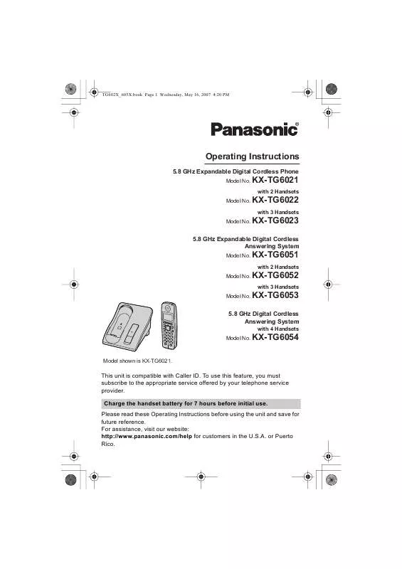 Mode d'emploi PANASONIC KX-TG6021