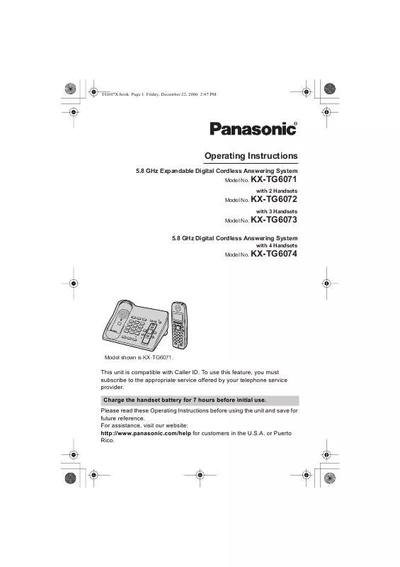 Mode d'emploi PANASONIC KX-TG6071