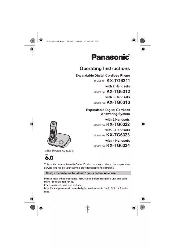 Mode d'emploi PANASONIC KX-TG6311