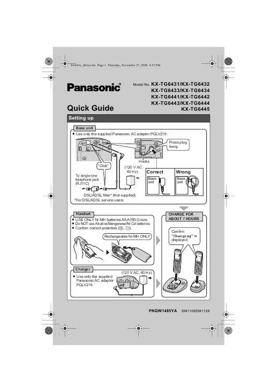 Mode d'emploi PANASONIC KX-TG6440