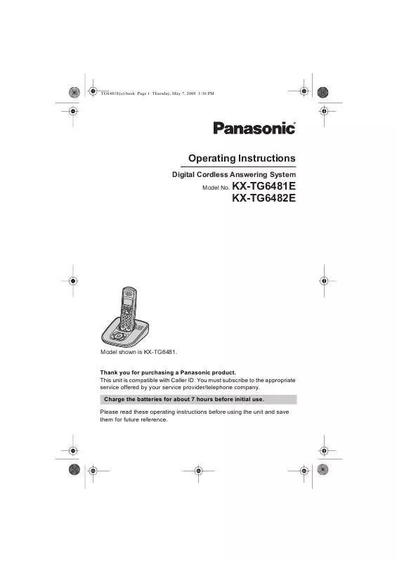 Mode d'emploi PANASONIC KX-TG6481E