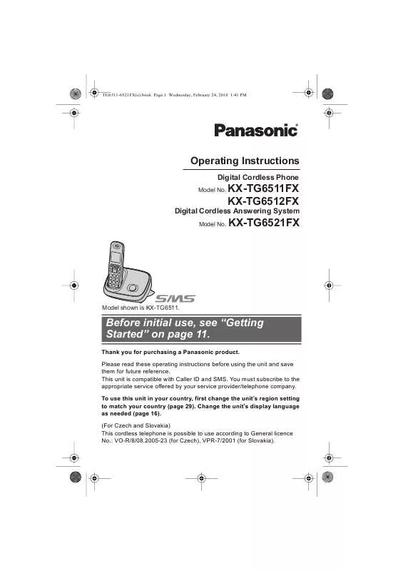 Mode d'emploi PANASONIC KXTG6511FX