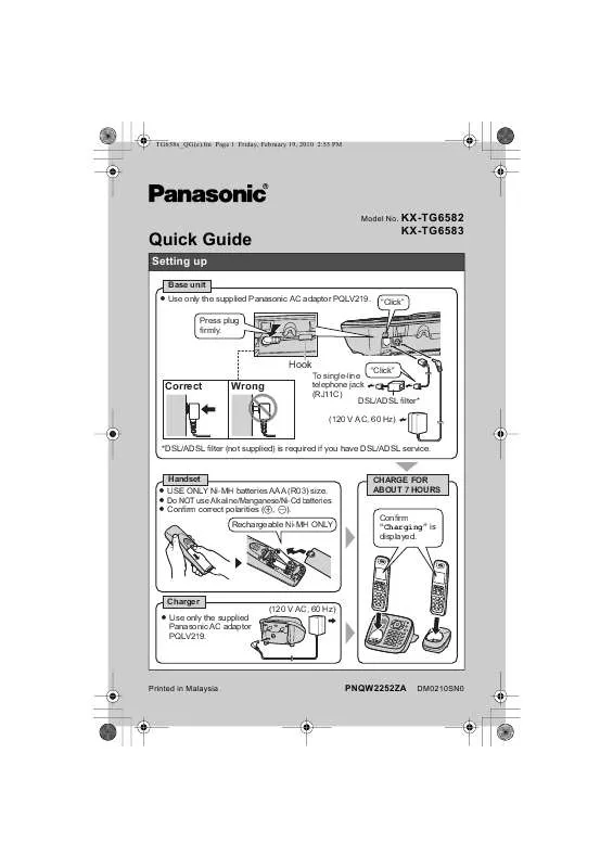 Mode d'emploi PANASONIC KXTG6583