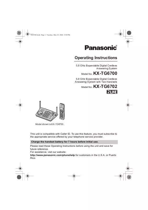 Mode d'emploi PANASONIC KX-TG6700