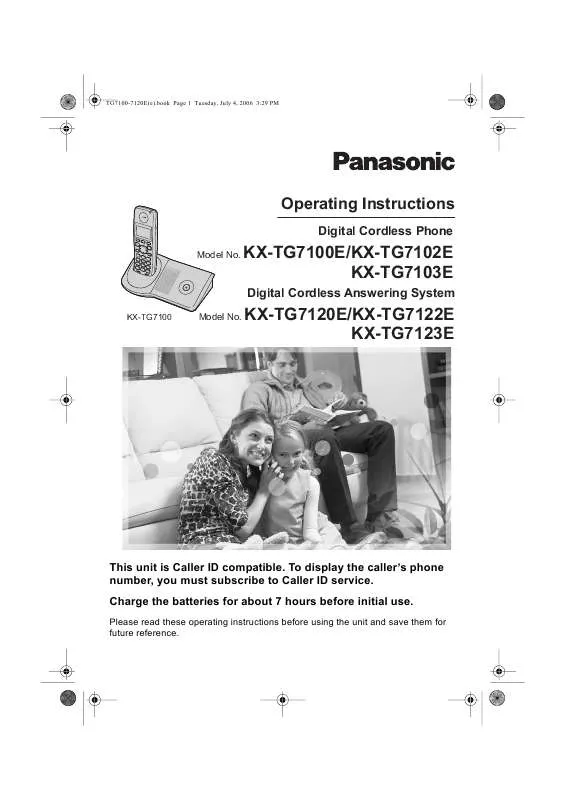 Mode d'emploi PANASONIC KX-TG7122E