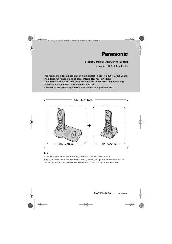 Mode d'emploi PANASONIC KX-TG7162E