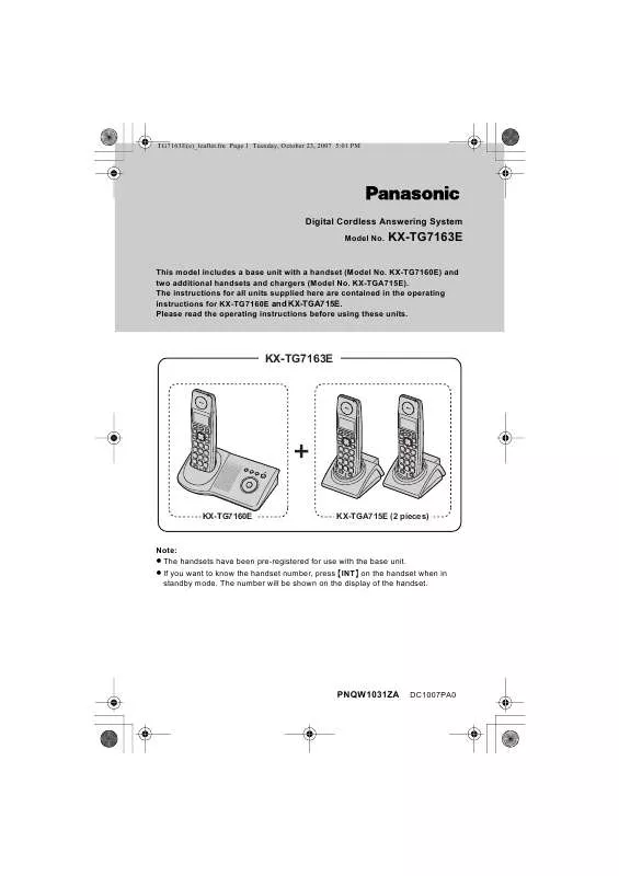 Mode d'emploi PANASONIC KX-TG7163E